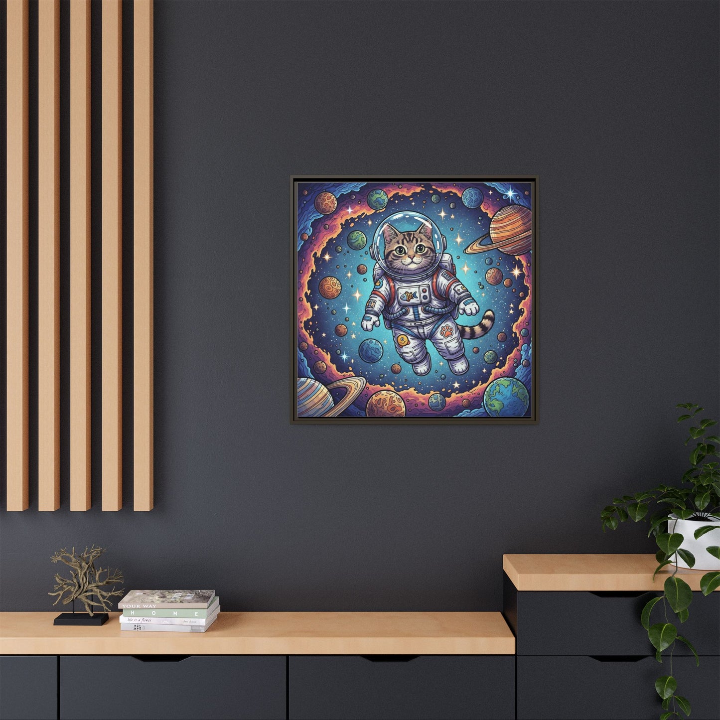 Astronaut Cat - Framed Canvas