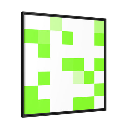 Lime Green Pixel Grid - Framed Canvas
