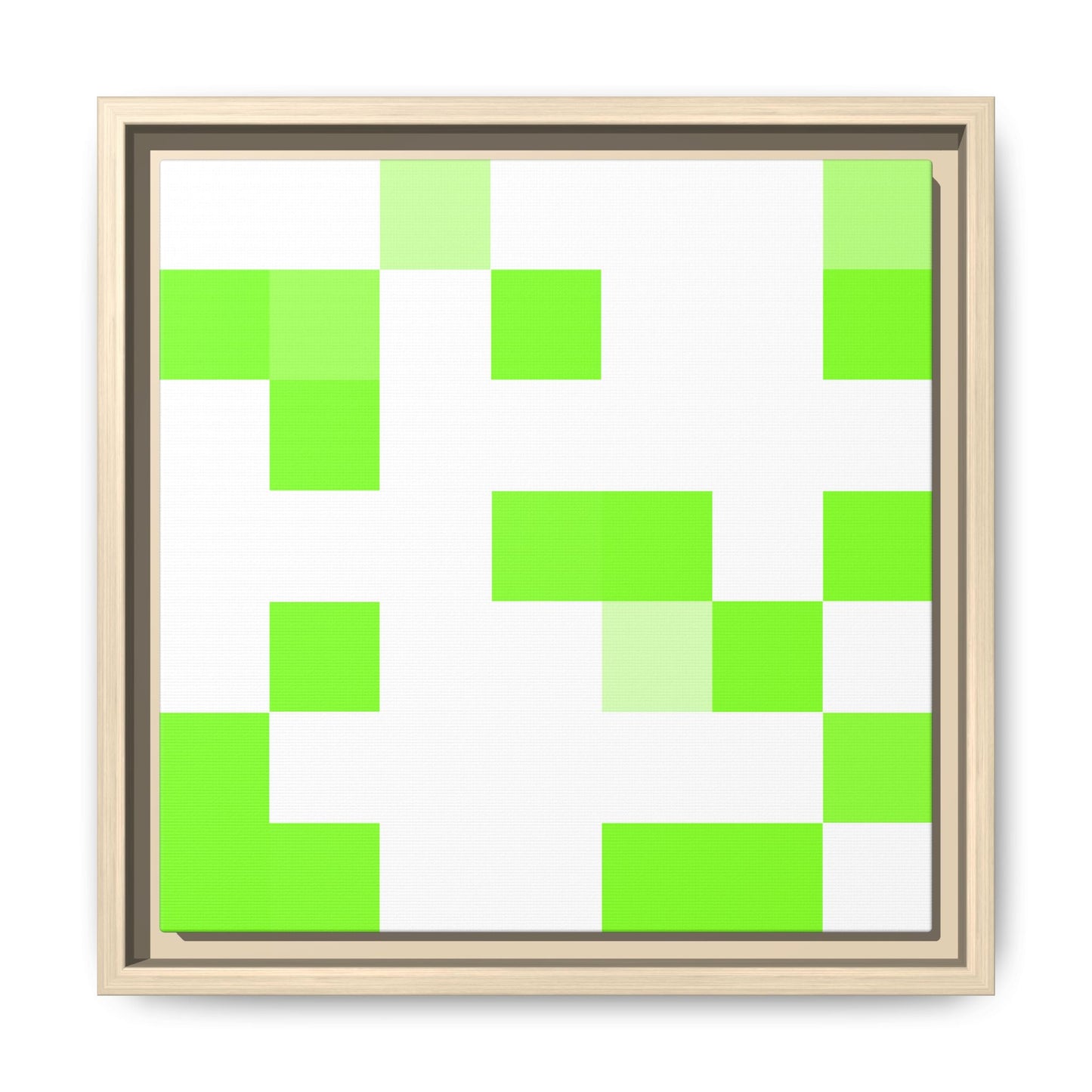 Lime Green Pixel Grid - Framed Canvas