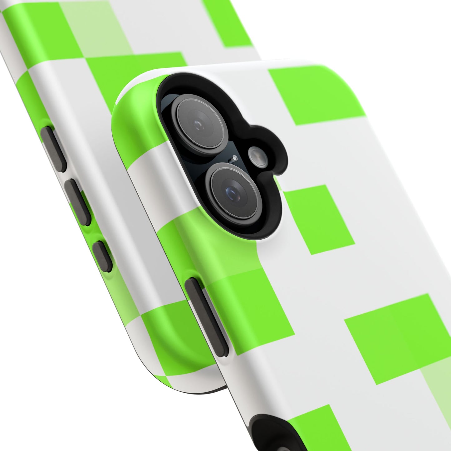 Lime Green Pixel Grid - Magnetic Phone Case