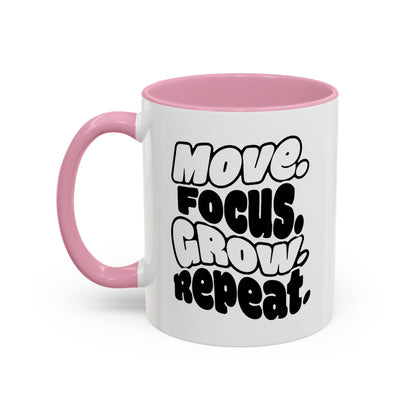 Move. Focus. Grow. Repeat. - Colorful Mug