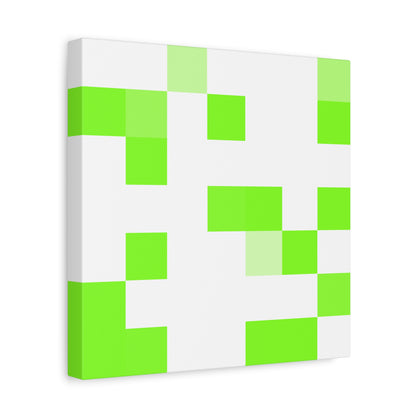 Lime Green Pixel Grid - Canvas
