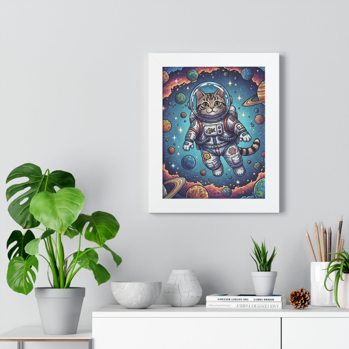 Astronaut Cat - Framed Poster