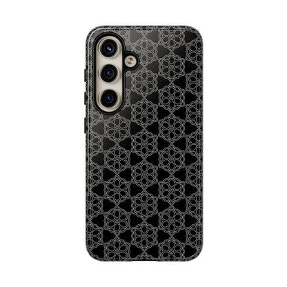 Geometric Pattern Phone Case, Dark Floral Case for Tough Protection, Stylish Smartphone Accessory, Gift for Tech Lovers, Trendy Mobile Cover