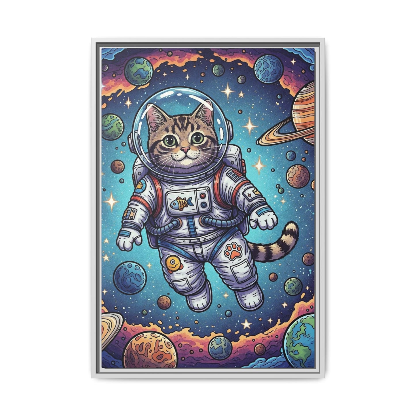 Astronaut Cat - Framed Canvas