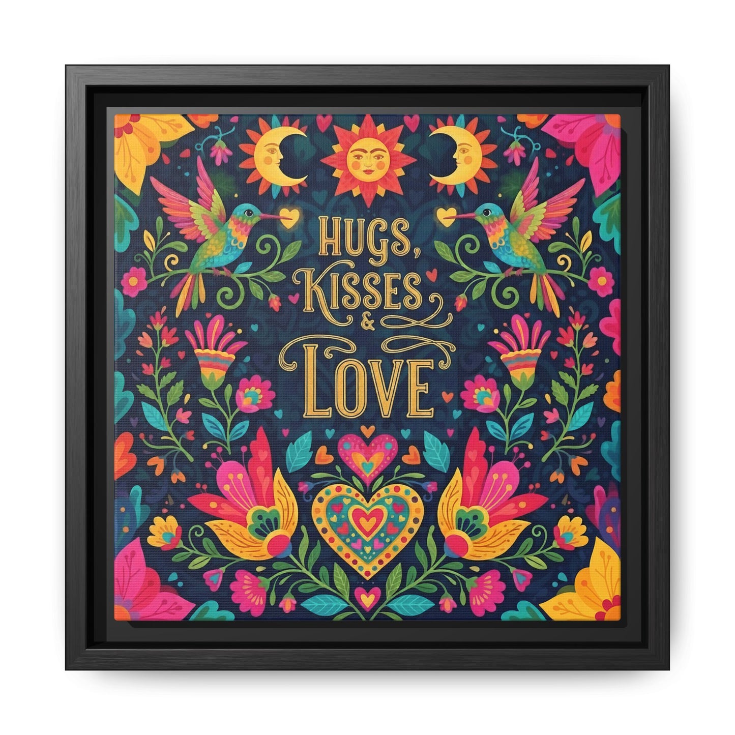 Hugs, Kisses & Love - Framed Canvas