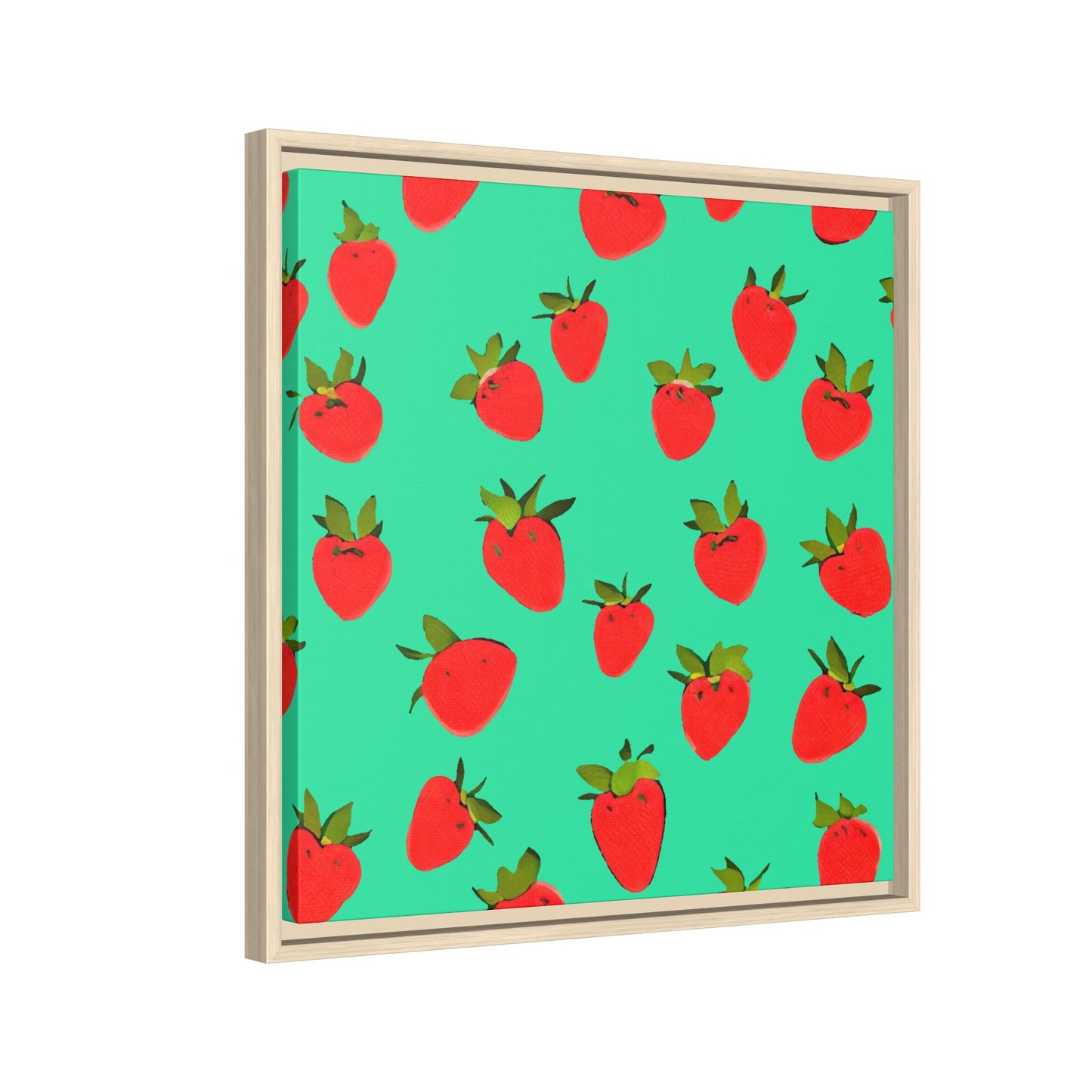 Strawberry Pattern - Framed Canvas