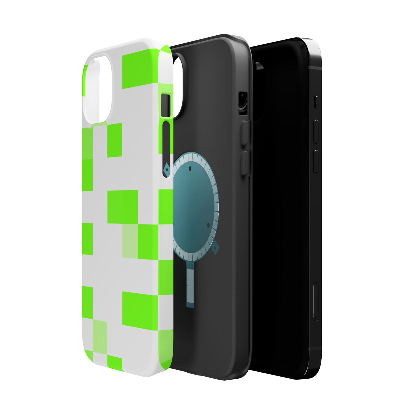 Lime Green Pixel Grid - Magnetic Phone Case