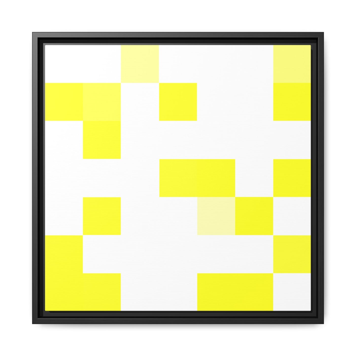 Yellow Pixel Grid - Framed Canvas