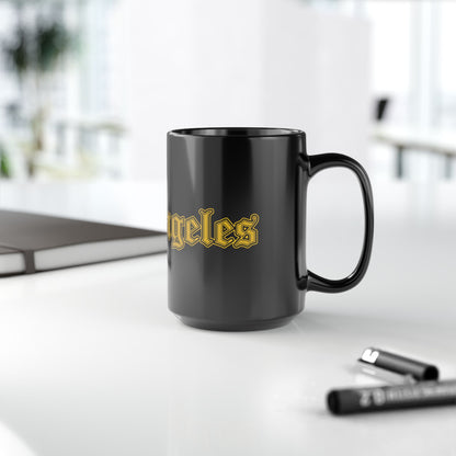 Los Angeles Black Mug - Bold Design, Coffee Lover Gift, Tea Cup, Birthday Present, Urban Home Decor - Golden Edition