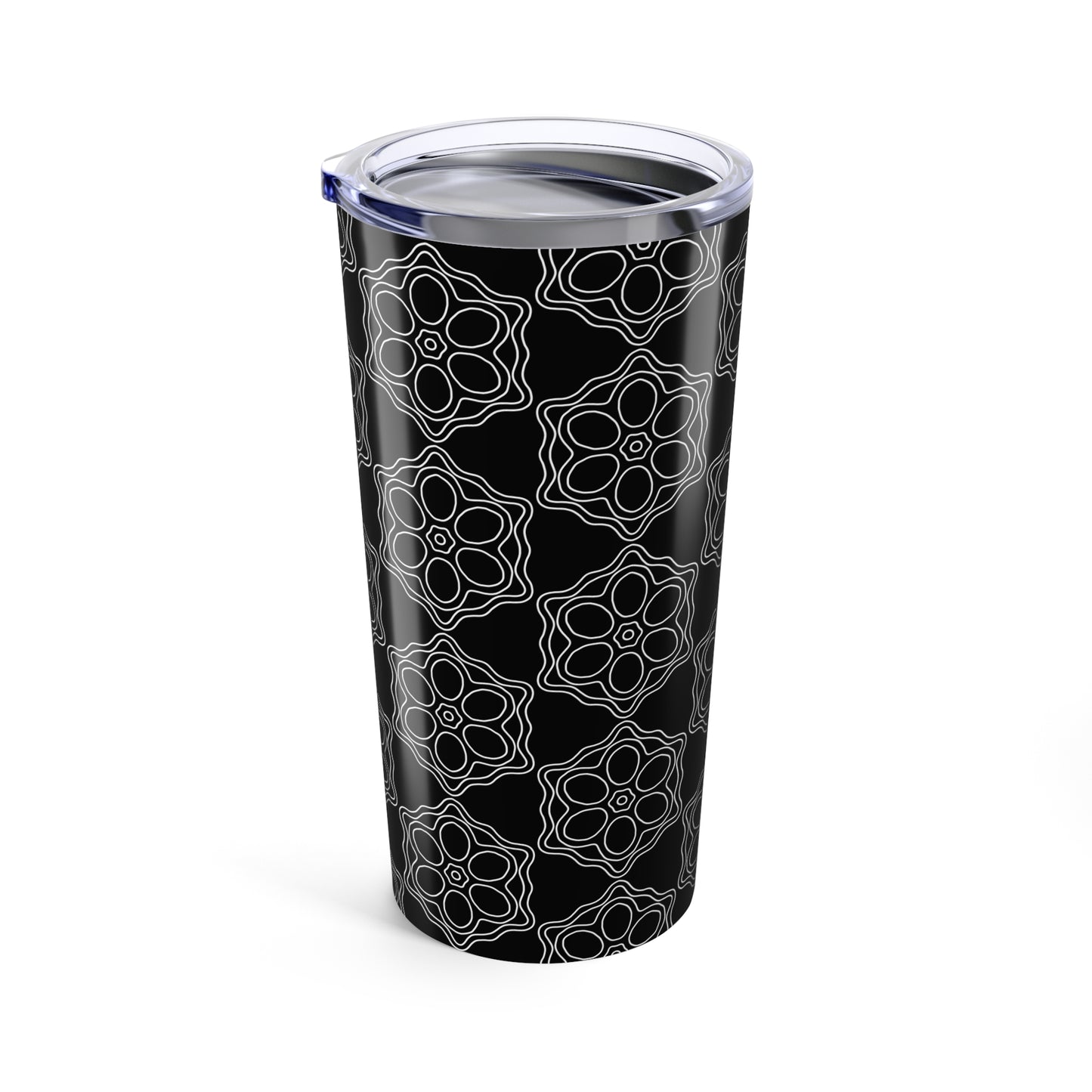 Elegant Black Patterned Tumbler 20oz | Stainless Steel Travel Mug, Modern Drinkware for Coffee, Tea, Gifts, Home & Office