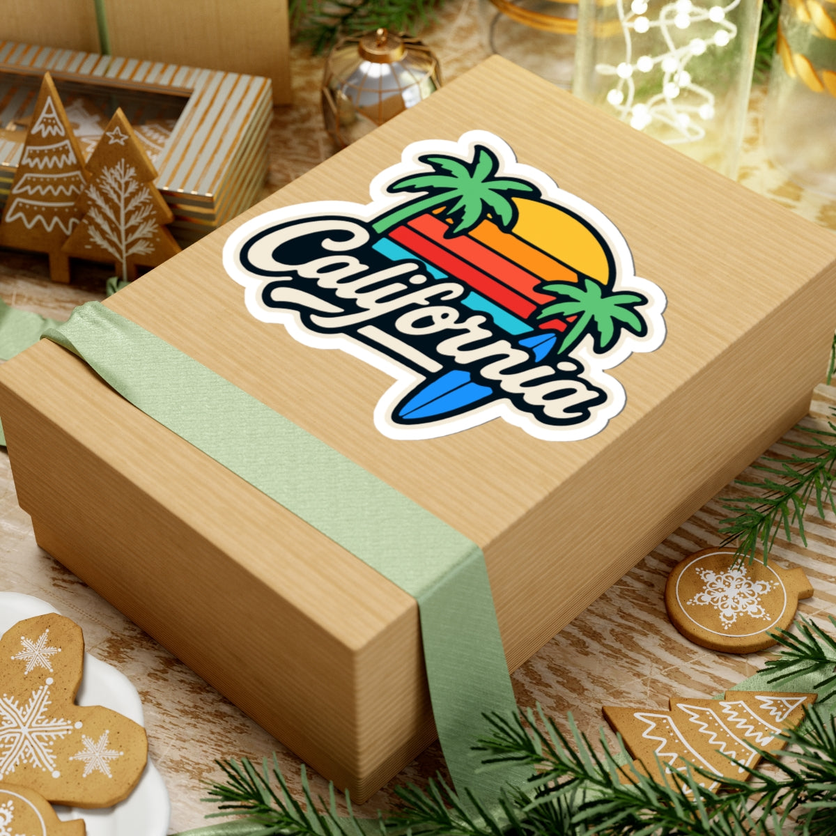 California Vibe Kiss-Cut Stickers, Surf, Beach Decor, Laptop, Travel, Gift Ideas
