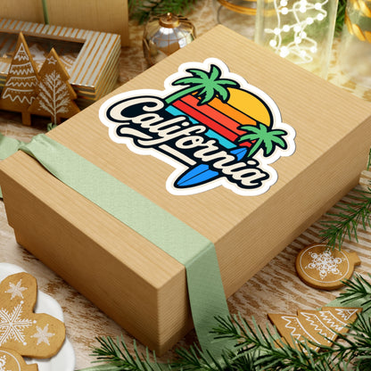 California Vibe Kiss-Cut Stickers, Surf, Beach Decor, Laptop, Travel, Gift Ideas