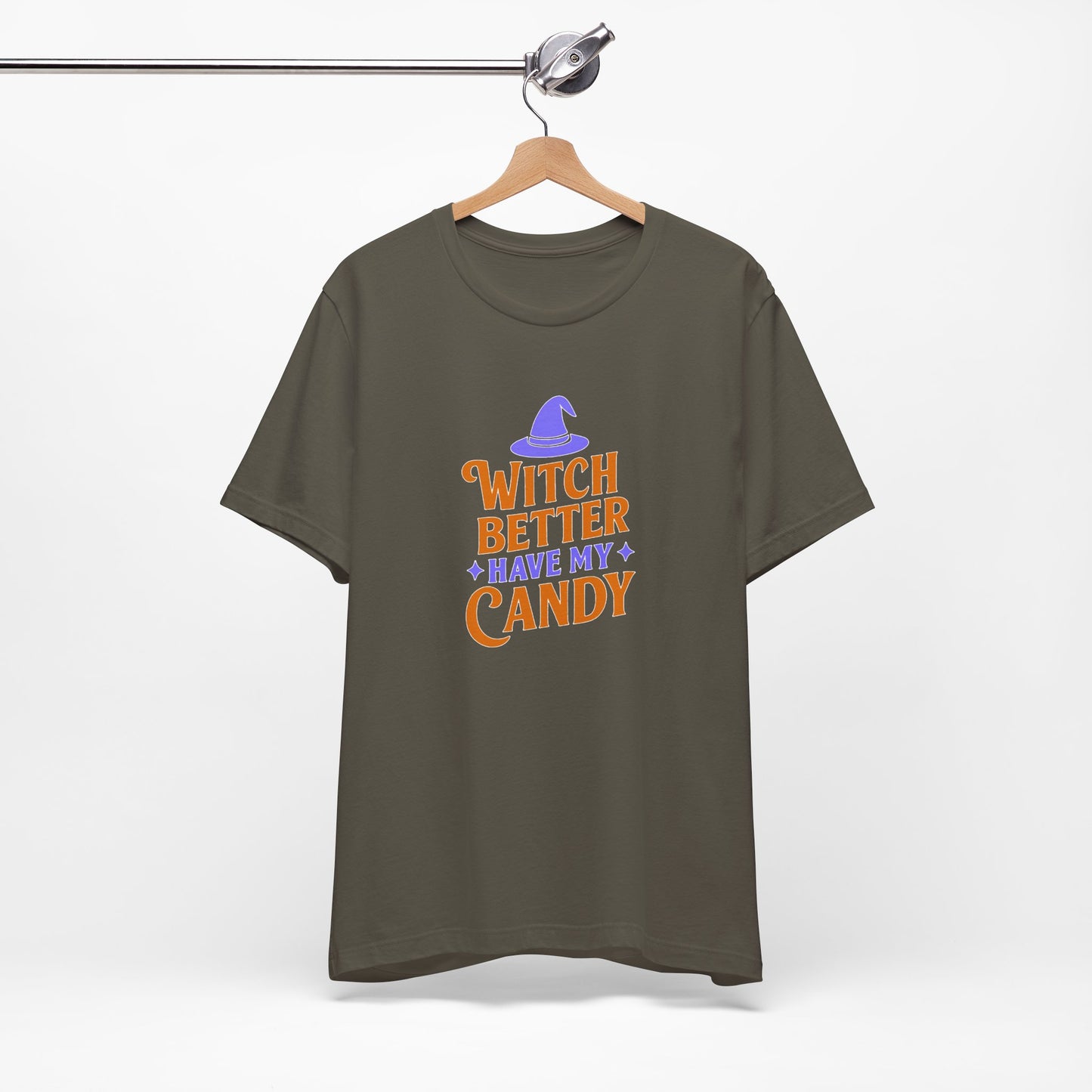 Halloween Witch Candy Tee, Funny Halloween Shirt, Unisex Halloween T-Shirt, Casual Fall Apparel, Trick or Treat Outfit