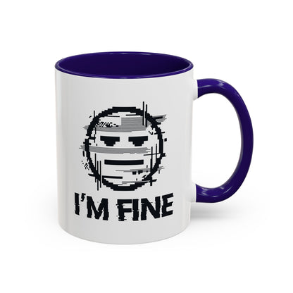 I’m Fine Glitched Smiley - Color Accent Mug