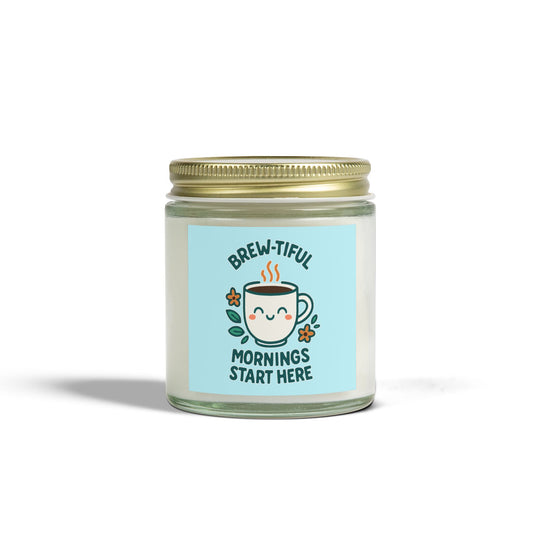 Brew-tiful Mornings Scented Candle, Coconut Apricot Wax, Relaxing Home Decor, Gift for Coffee Lovers, Cozy Atmosphere, Aromatherapy
