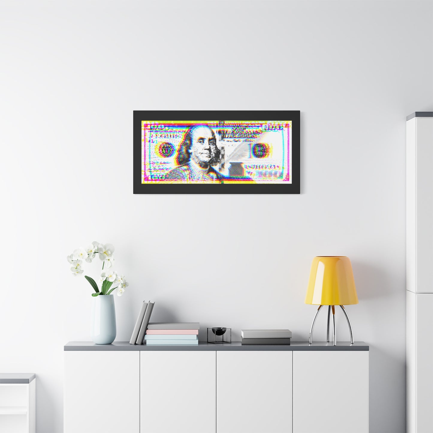 100 Dollars Bill - Neon Color Explosion - Canvas