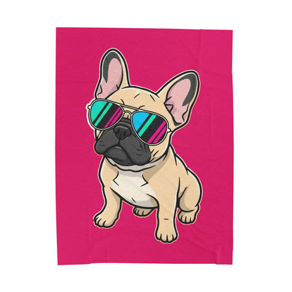 French Bulldog with Sunglasses - Plush Blanket