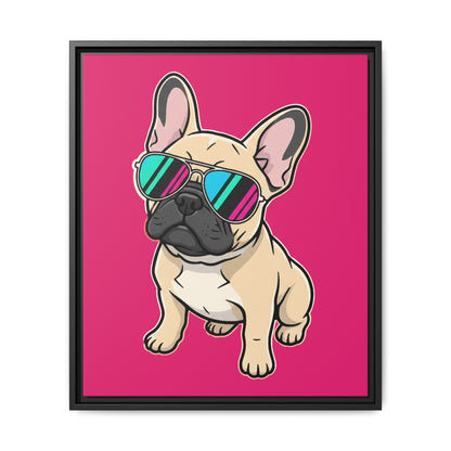 French Bulldog with Sunglasses - Framed Canvas