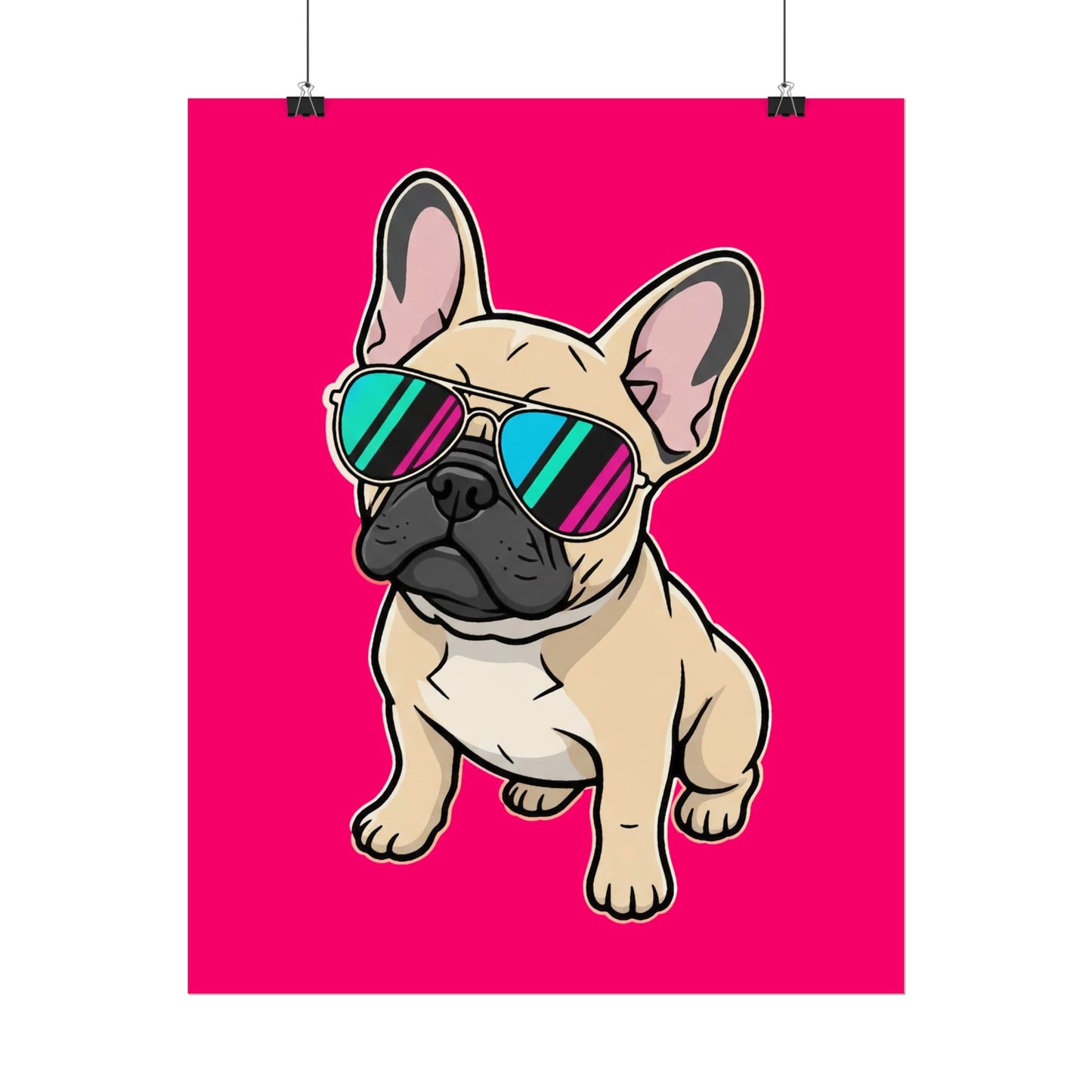 French Bulldog with Sunglasses - Poster