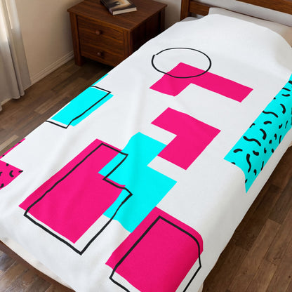 Retro Geometric Vibes - Plush Blanket
