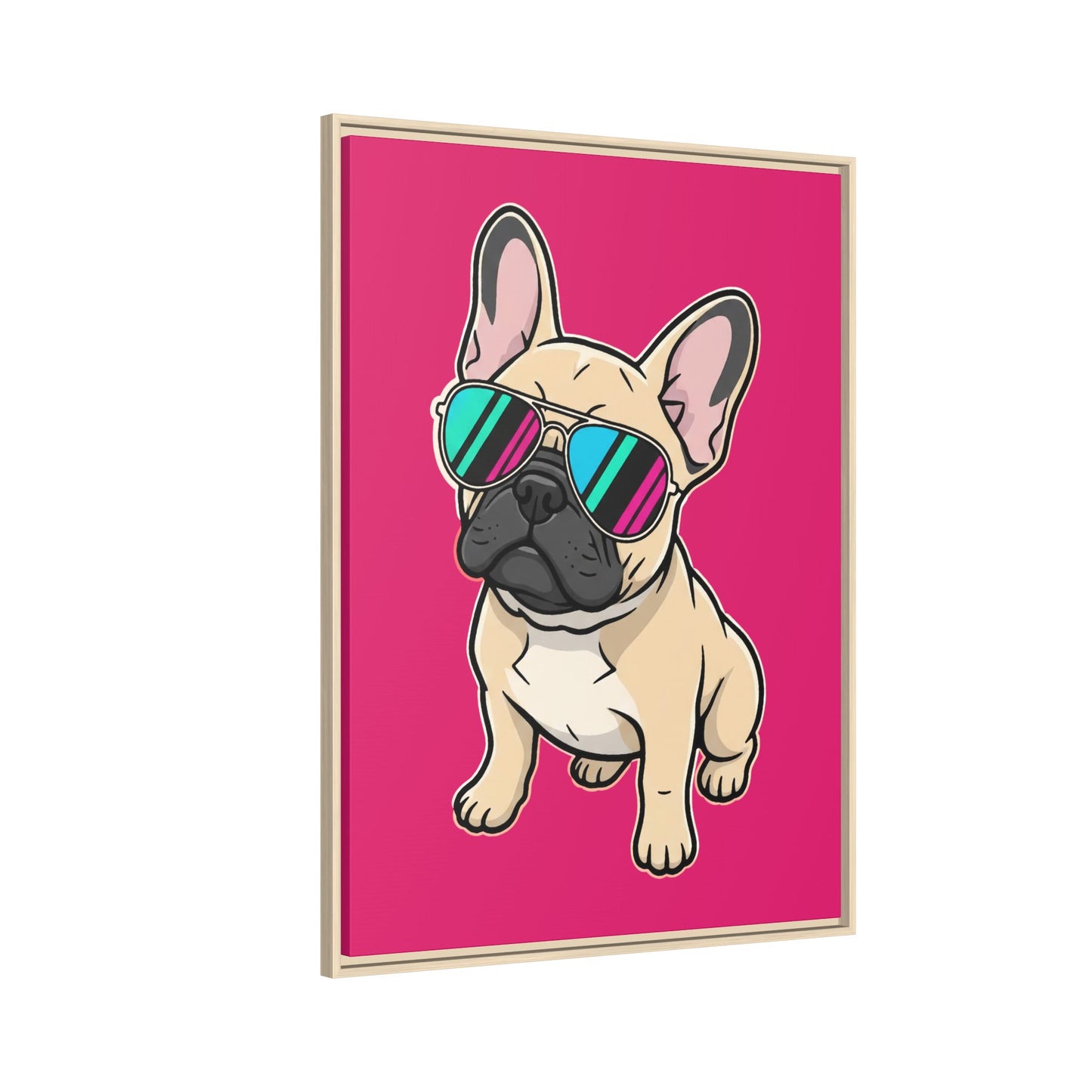 French Bulldog with Sunglasses - Framed Canvas