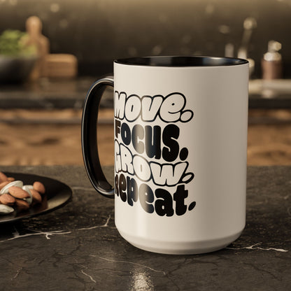 Move. Focus. Grow. Repeat. - Colorful Mug