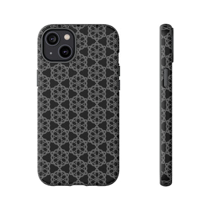 Geometric Pattern Phone Case, Dark Floral Case for Tough Protection, Stylish Smartphone Accessory, Gift for Tech Lovers, Trendy Mobile Cover