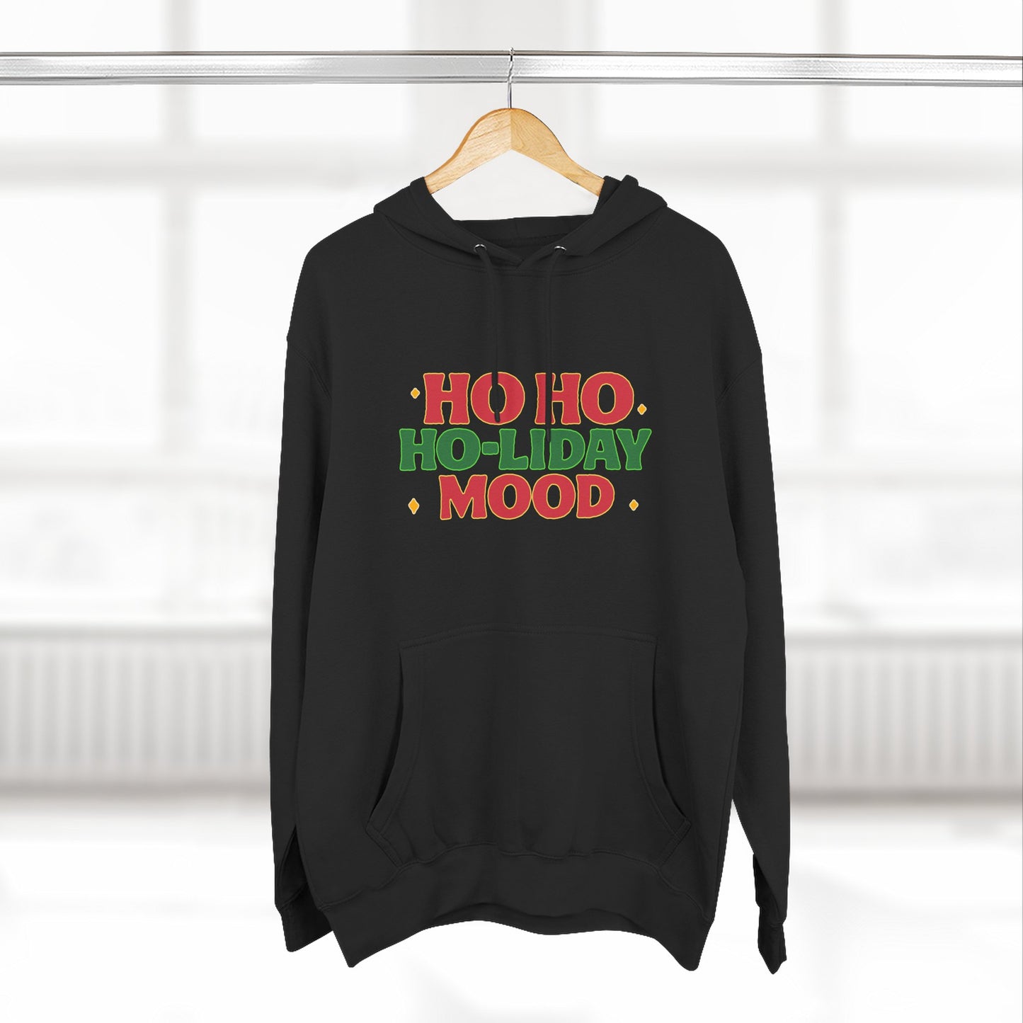 Festive Fleece Hoodie, Ho Ho Ho-liday Mood, Eye-catching Design for Holidays