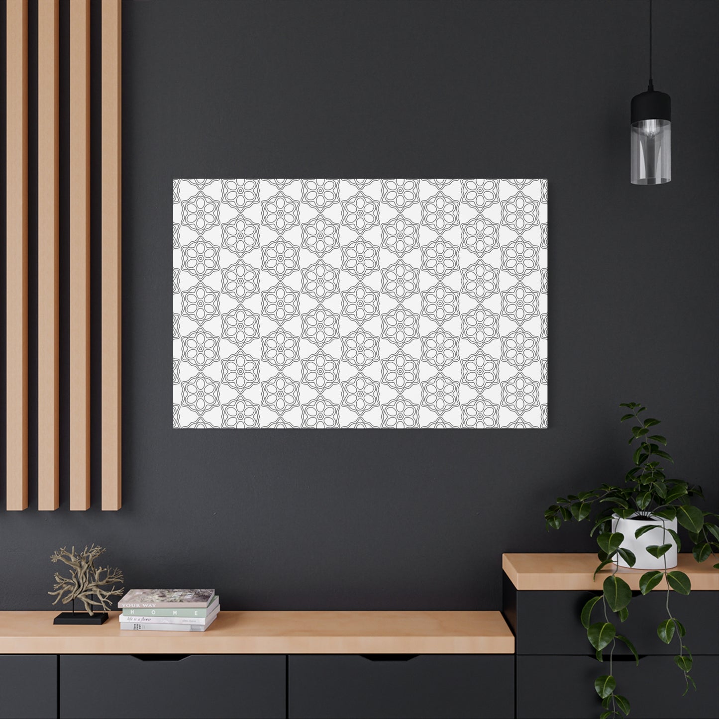 Elegant Geometric Wall Art Canvas, Modern Home Decor, Gray Pattern Stretched Canvas, Minimalist Artwork, Gift for New Home