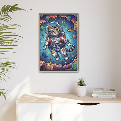 Astronaut Cat - Framed Canvas
