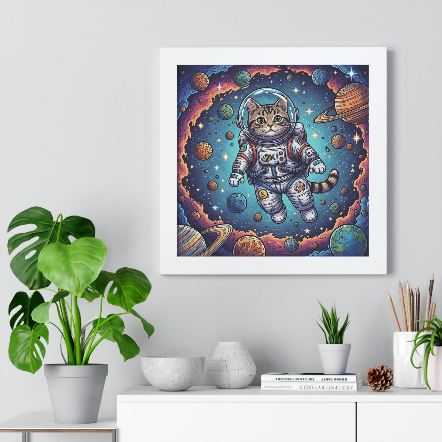 Astronaut Cat - Framed Poster