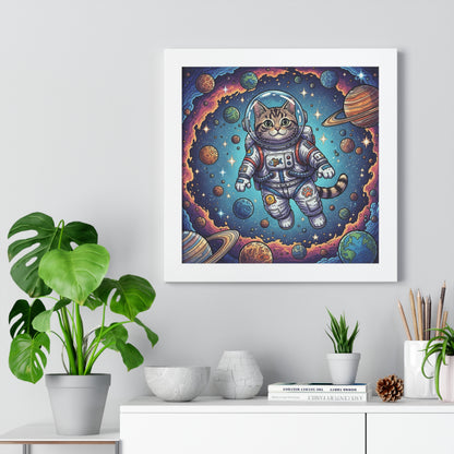 Astronaut Cat - Framed Poster