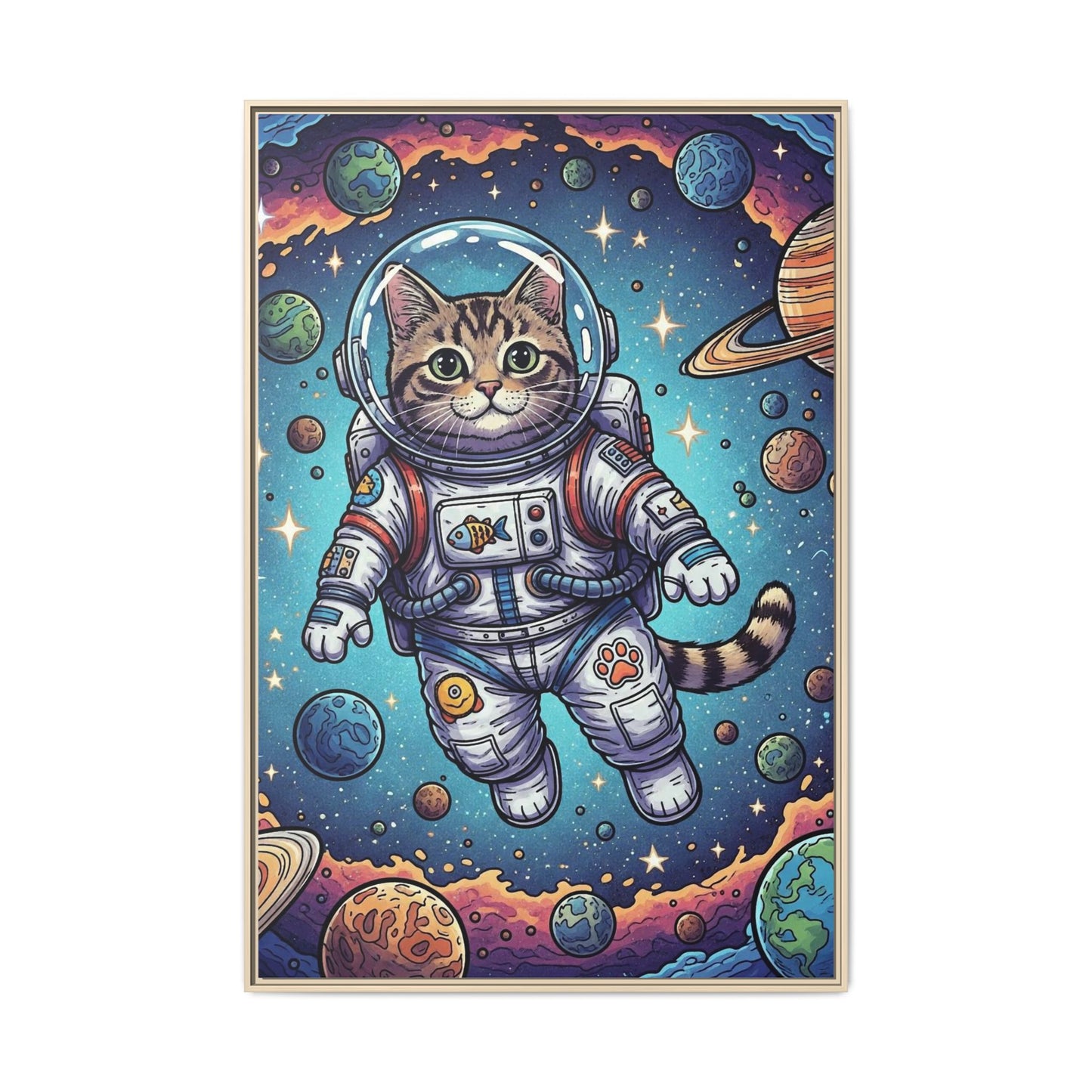 Astronaut Cat - Framed Canvas