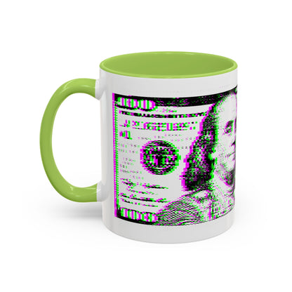 100 Dollars Bill - Green/Magenta Glitch - Color Accent Mug