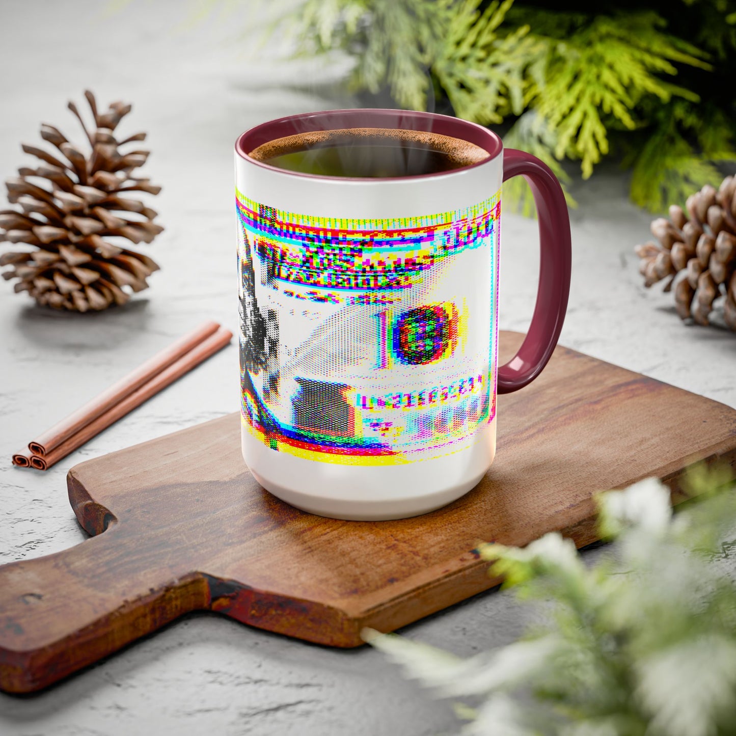 100 Dollars Bill - Neon Color Explosion - Color Accent Mug