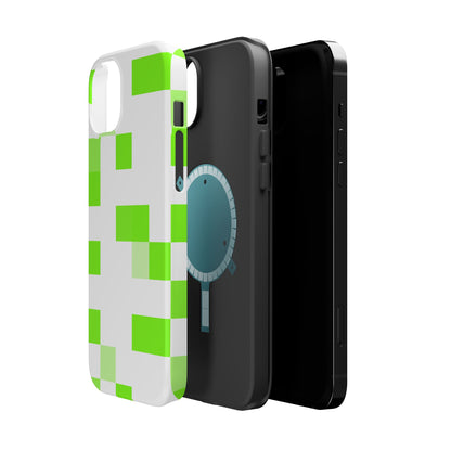 Lime Green Pixel Grid - Magnetic Phone Case