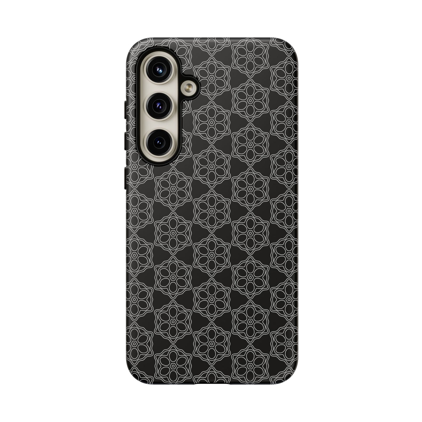 Geometric Pattern Phone Case, Dark Floral Case for Tough Protection, Stylish Smartphone Accessory, Gift for Tech Lovers, Trendy Mobile Cover