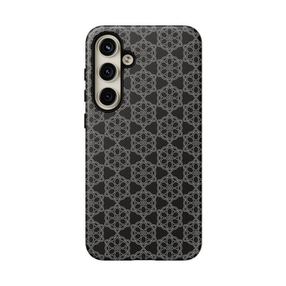 Geometric Pattern Phone Case, Dark Floral Case for Tough Protection, Stylish Smartphone Accessory, Gift for Tech Lovers, Trendy Mobile Cover