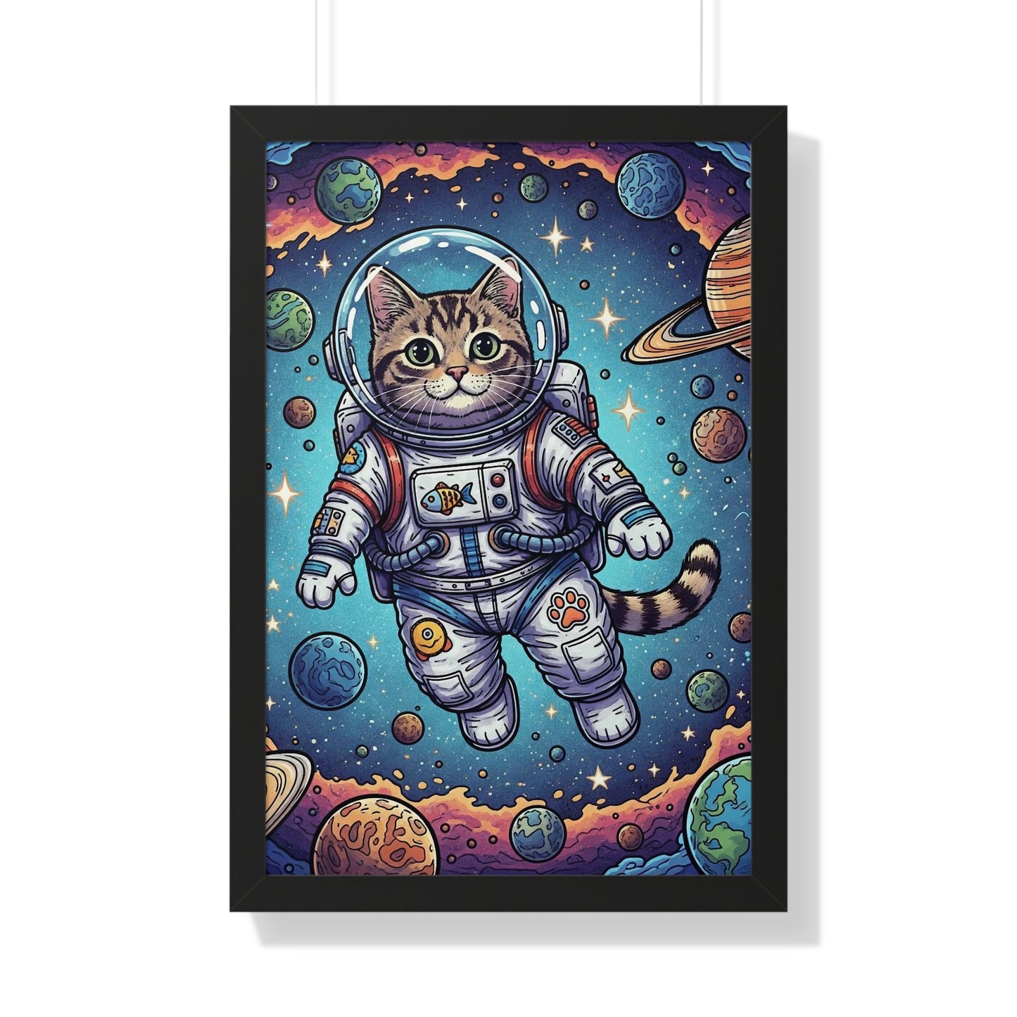 Astronaut Cat - Framed Poster
