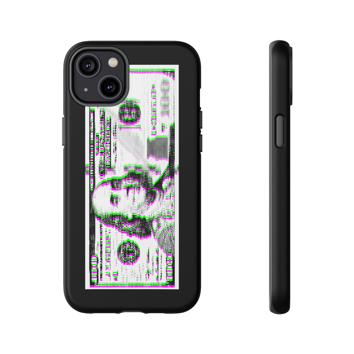 100 Dollars Bill - Green/Magenta Glitch - Phone Case