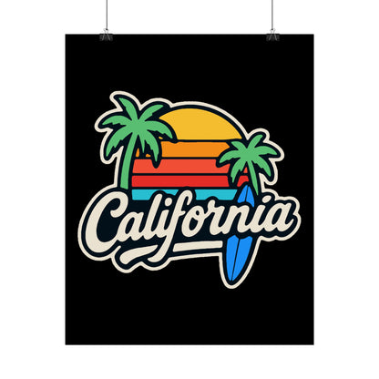 California Surf Vibes Rolled Poster, Beach Decor, Wall Art, Summer Gift, California Love, Tropical Art Print