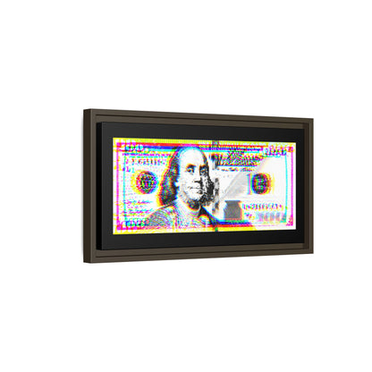 100 Dollars Bill - Neon Color Explosion - Framed Canvas