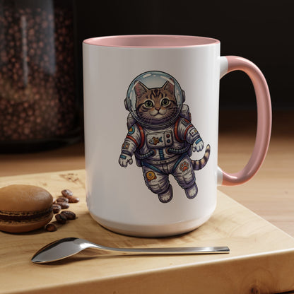 Astronaut Cat - Color Accent Mug