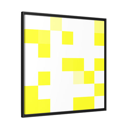 Yellow Pixel Grid - Framed Canvas