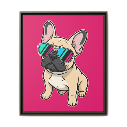French Bulldog with Sunglasses - Framed Canvas