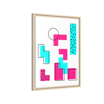 Retro Geometric Vibes - Framed Canvas