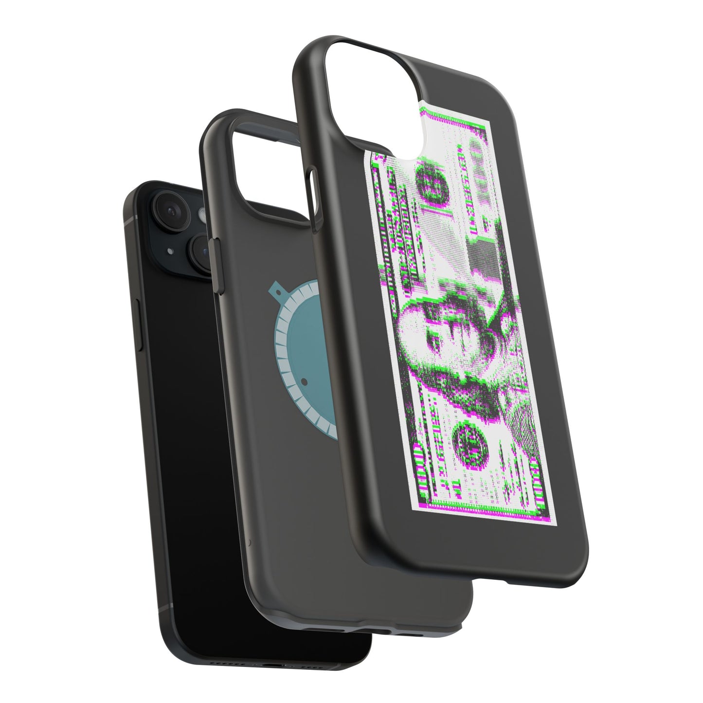 100 Dollars Bill - Green/Magenta Glitch - Magnetic Phone Case