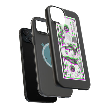 100 Dollars Bill - Green/Magenta Glitch - Magnetic Phone Case