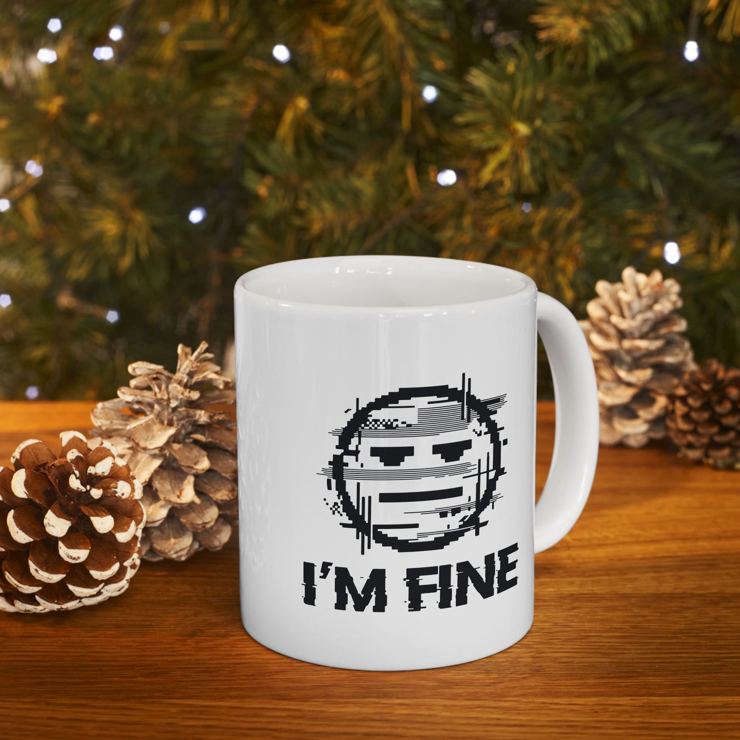 I’m Fine Glitched Smiley - Mug